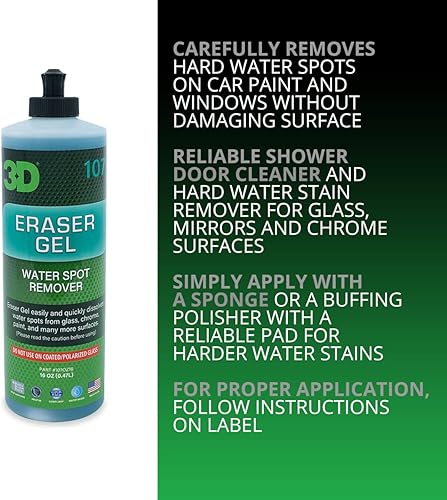 Miniatura 6 de 3D Eraser Gel removedor de manchas de agua dura - 16 onzas - Quitamanchas de agua dura para automóviles vidrio y pintura - Limpiador de puertas de