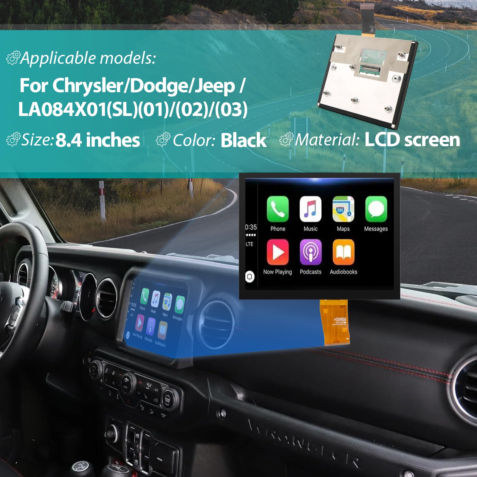 8,4" LA084X01 LCD Schermo per Dodge RAM Jeep Chrysler LA084X01(SL)(01)/(02)/(03) Touch Screen Vetro LCD per Uconnect 4C UAQ 2017-2022 Display con 4 Strumenti XXX