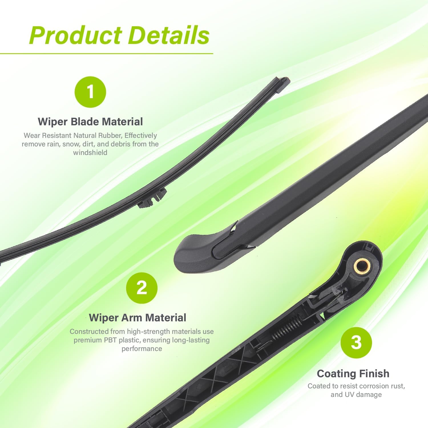 LKK Rear Windshield Wiper Arm Blade Kit Compatible with BMW X3 F25 2011-2017 Rear Window Wiper Assembly Set