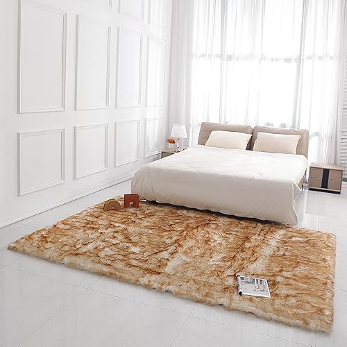 Miniatura 100 de Alfombra de piel sintética de piel de oveja, esponjosa, esponjosa, color negro, de 3 x 4 pies, para dormitorio, mesita de noche, suelo, sala