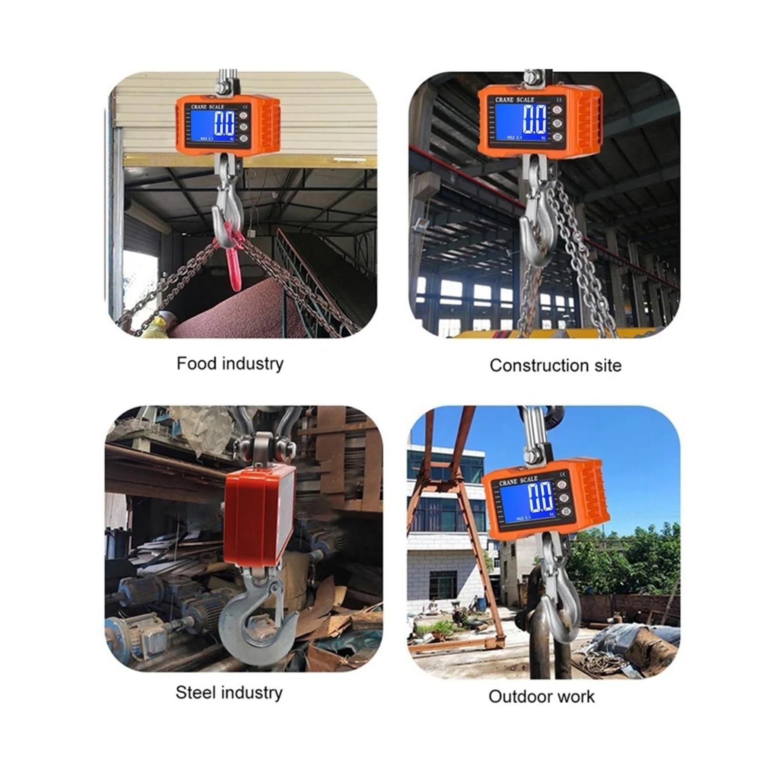 Bilancia sospesa, 1000kg/2204lb Bilancia digitale sospesa per gru | Dotata di display digitale leggibile e struttura robusta per cantieri e sollevamento industriale.