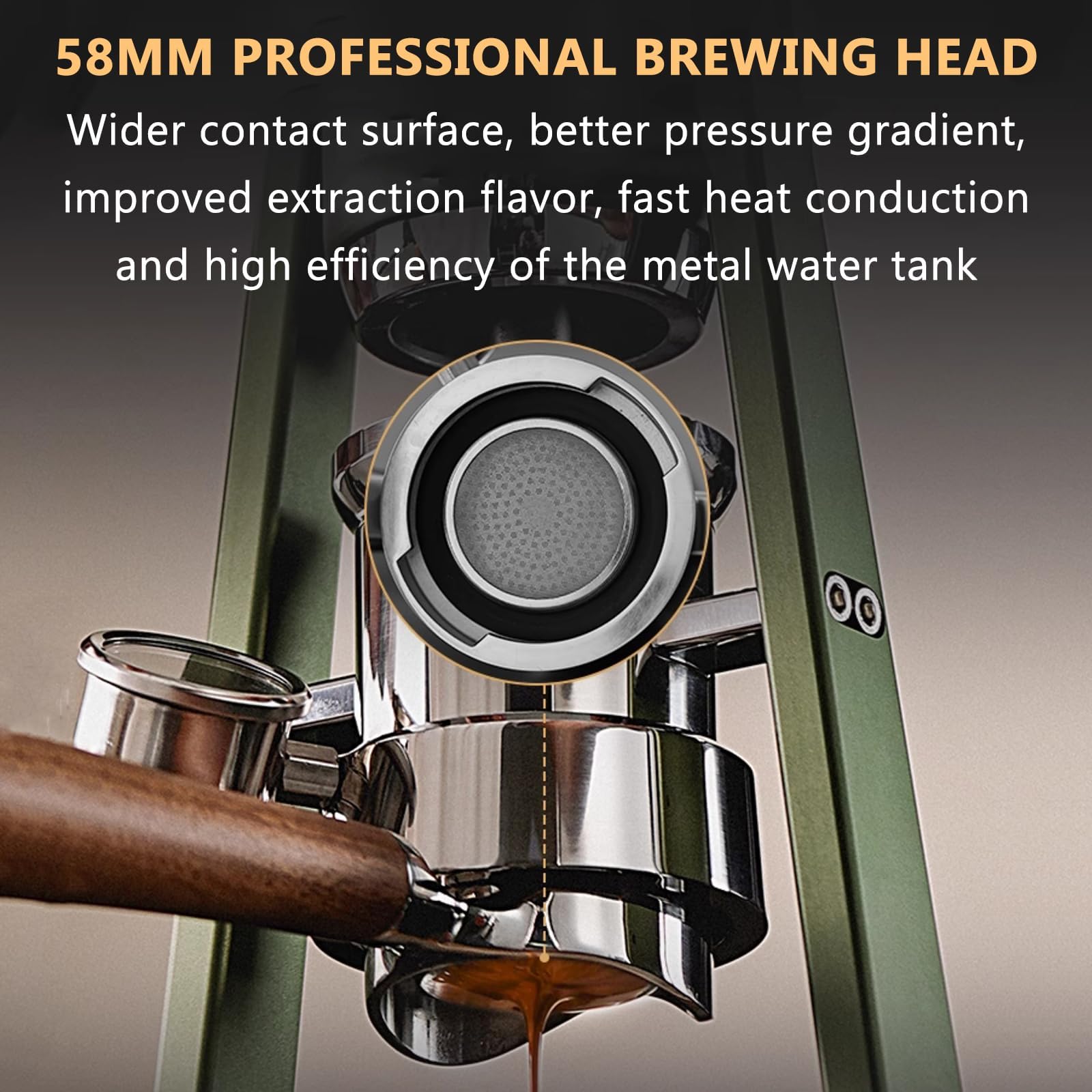 Macchina per caffè espresso manuale con manometro, doppia asta di pressione per un'estrazione precisa, ideale per uso domestico e commerciale