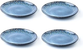 Dinner Plates 4-pack Blue Plate Ceramic Plate Round Nordic Flat Plate Western Plate Steak Plate Tableware Kitchen Dinnerware, Dingzhebo2022