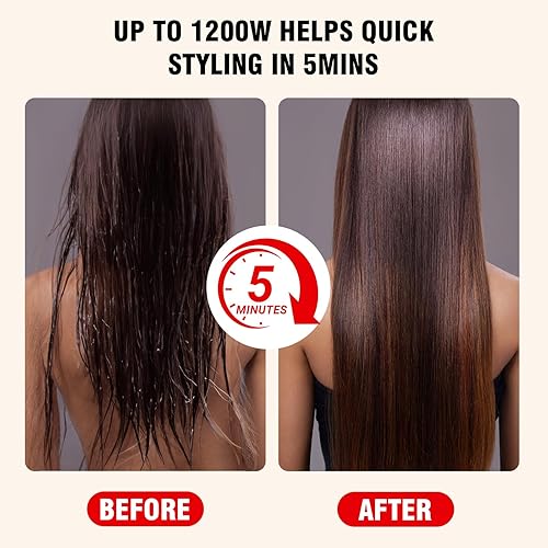 Miniatura 5 de Secadores de pelo para mujeres y hombres Secador de pelo con difusor, secador de pelo iónico Ceramic Tec, 1200W ligero de viaje, secador de pelo