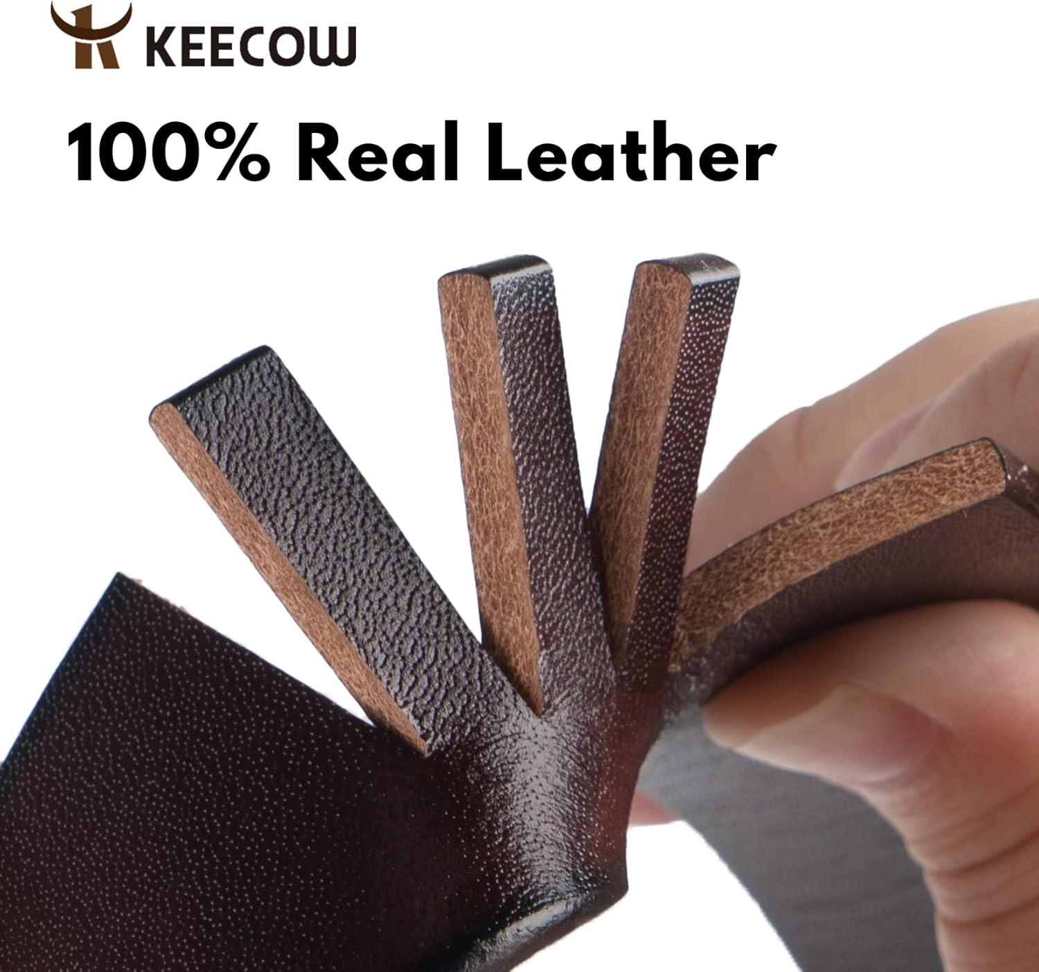 KEECOW Men's 100% Italian Cow Leather Belt Men With Anti-Scratch Buckle,Packed in a Box - Image 6