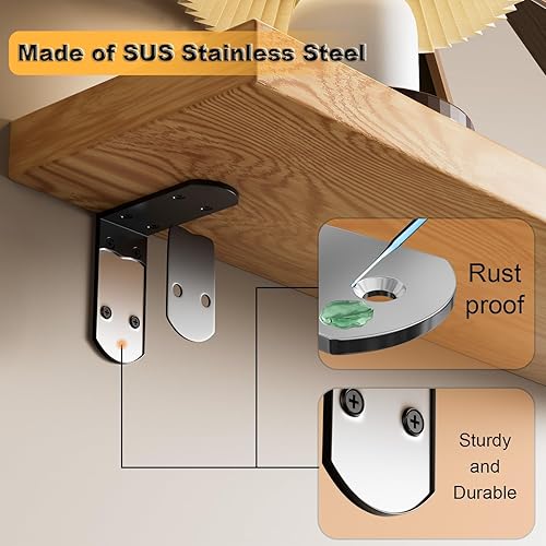 Miniatura 51 de Alise Soportes flotantes para estantes resistentes en forma de L, soportes de esquina de ángulo negro para estantes, soporte de estante reforzado