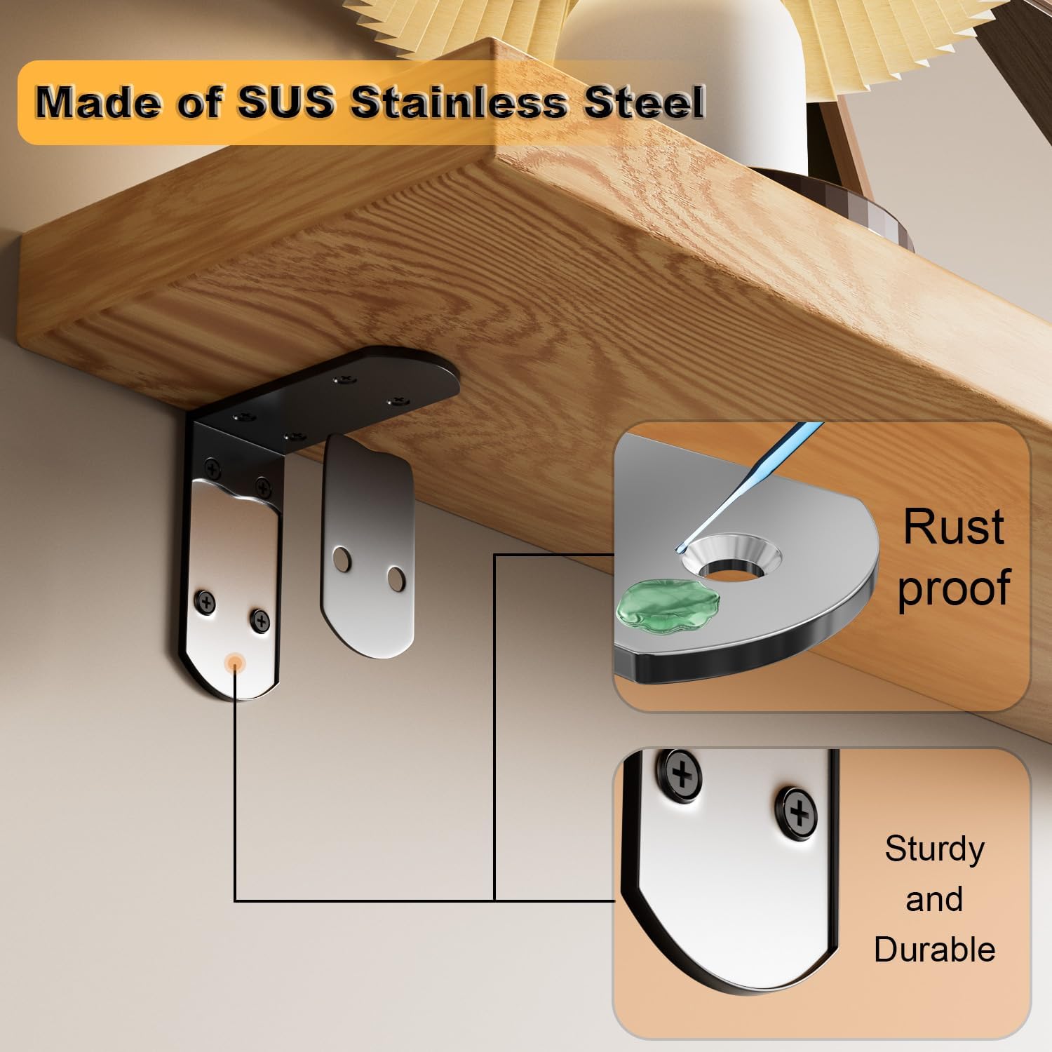 Mooche 4Pcs Angle Bracket, L Brackets Shelf Bracket Black, SUS304 Stainless Steels Corner Bracket - Image 4