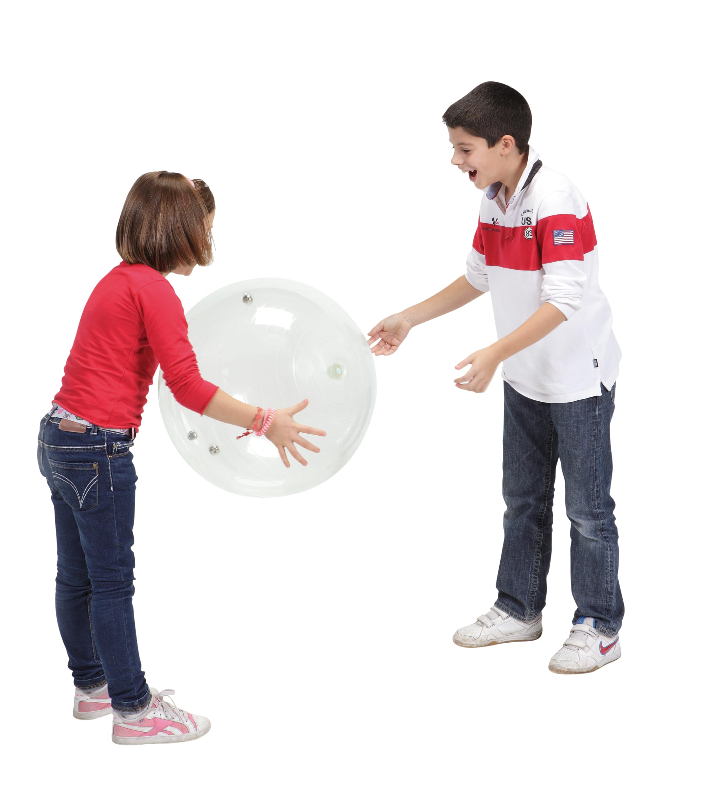 GYMNIC Jinglin’ Ball Palla sonora trasparente Ø 50 cm con campanellini interni, strumento terapeutico e ludico per sviluppare percezione, coordinazione e movimento