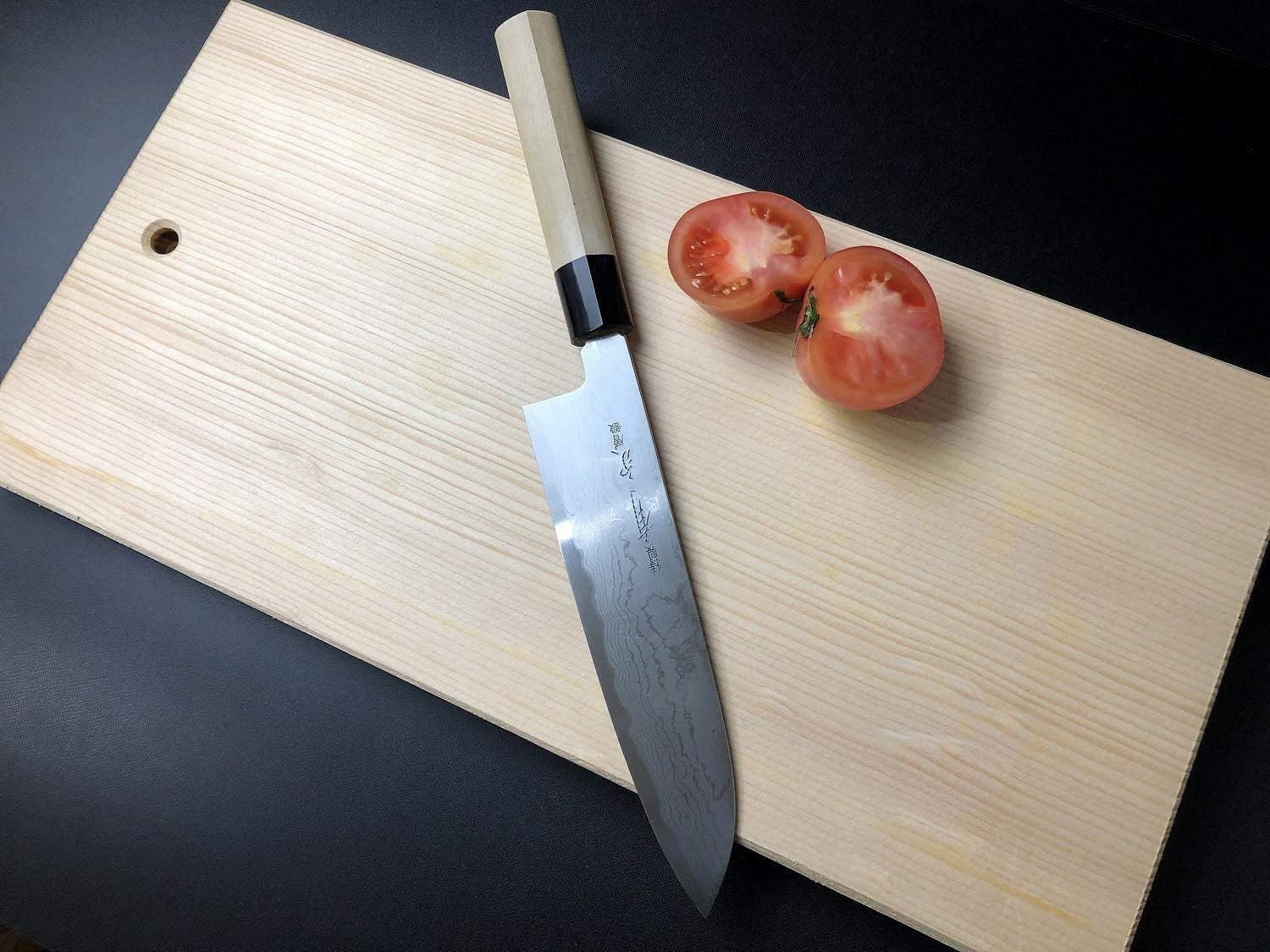 Japanese Chef's Knife ARITSUGU Santoku Blue Steel Damascus 240 mm 9.44" Saya