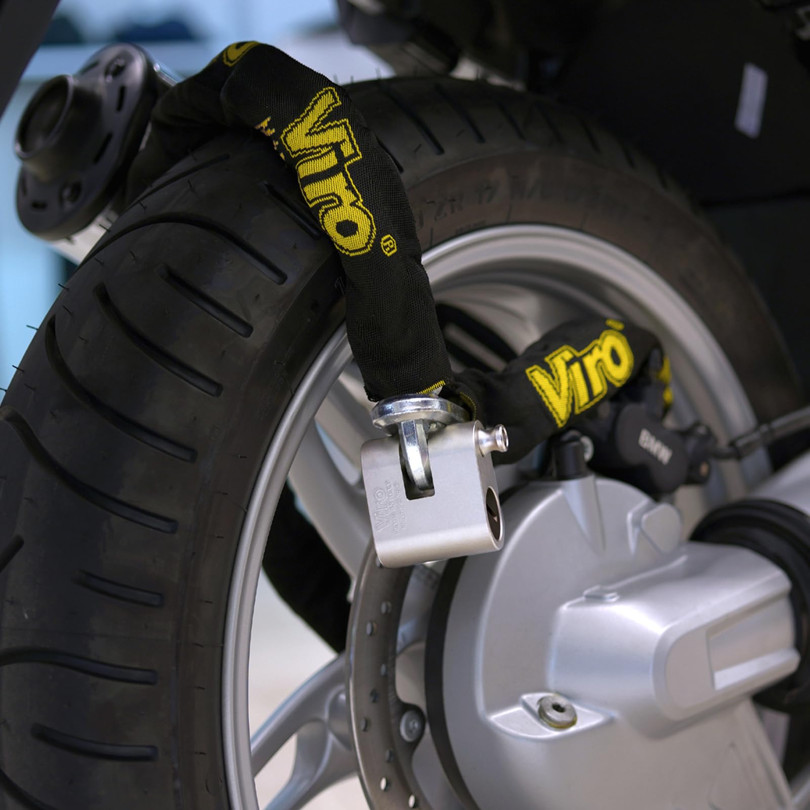 Viro - Cadena antirrobo para motos, scooter y bicicletas con candado "Eurothor" - Cadena n. 4155.180 (180 cm)