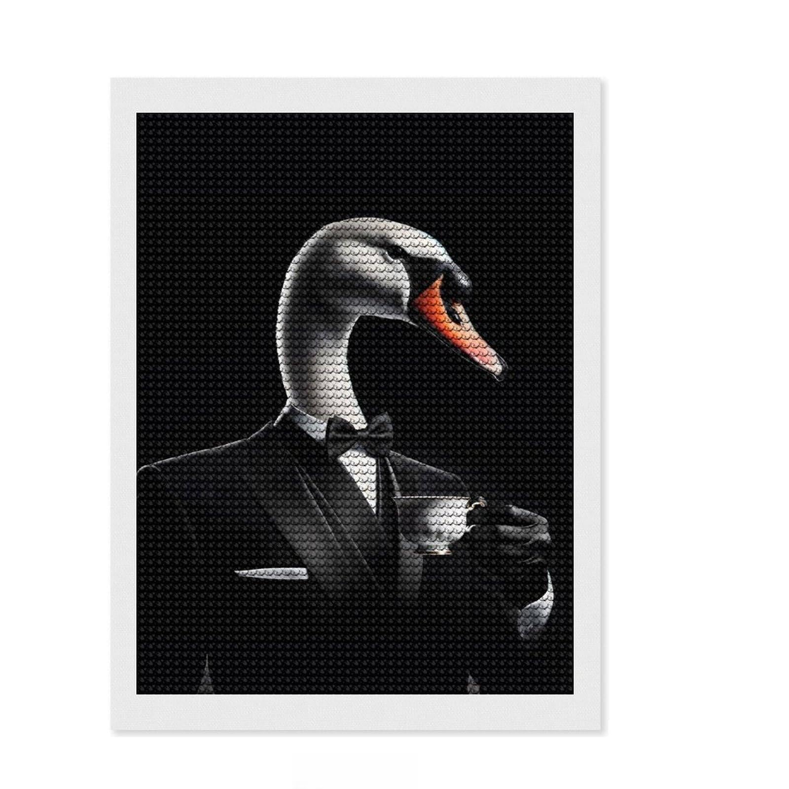 Junmoney Duck and Coffee Diamond Painting Canvas Set 12"x16", Neat Printed Canvas, Creative Leisure Activity, Cosy Home Accent