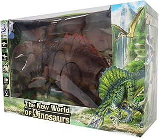 لعبة ديناصور يمشي بجهاز تحكم عن بعد يعمل بالأشعة تحت الحمراء مع أضواء ليد وصوت هدير واقعي على شكل ديناصور 9986B، 3 سنوات فما فوق