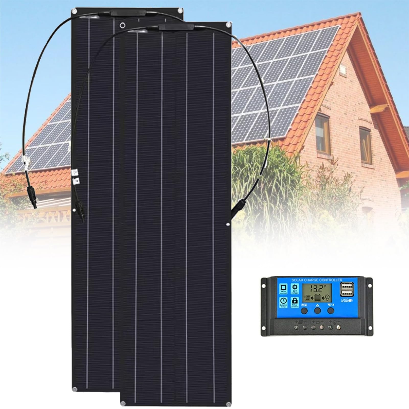Pannello solare morbido 400W 600W 800W 1200W monoristallino pannello fotovoltaico, leggero impermeabile per yacht, veicoli ricreativi, tetto, batterie(400W)