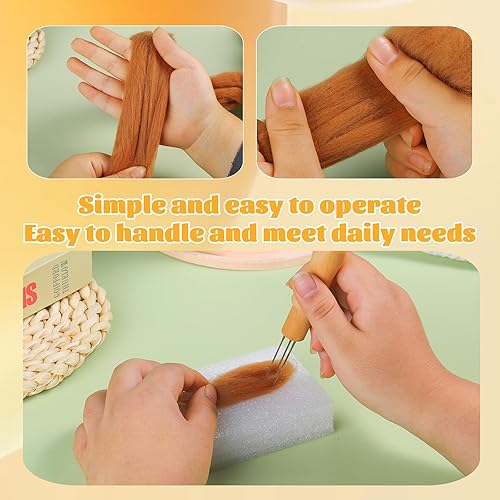 Vista 167 de 3.53 oz lana Roving, suministros de fieltro de lana, lana pura, hilo grueso, hilado de lana giratoria para fieltro de aguja, fieltro húmedo, Blanco