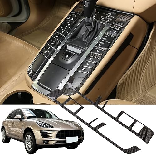 100% fibra de carbono real Car Styling Center Console Panel de cambio de marchas, decoración lateral, marco adhesivo para Porsche Macan 2014-2020