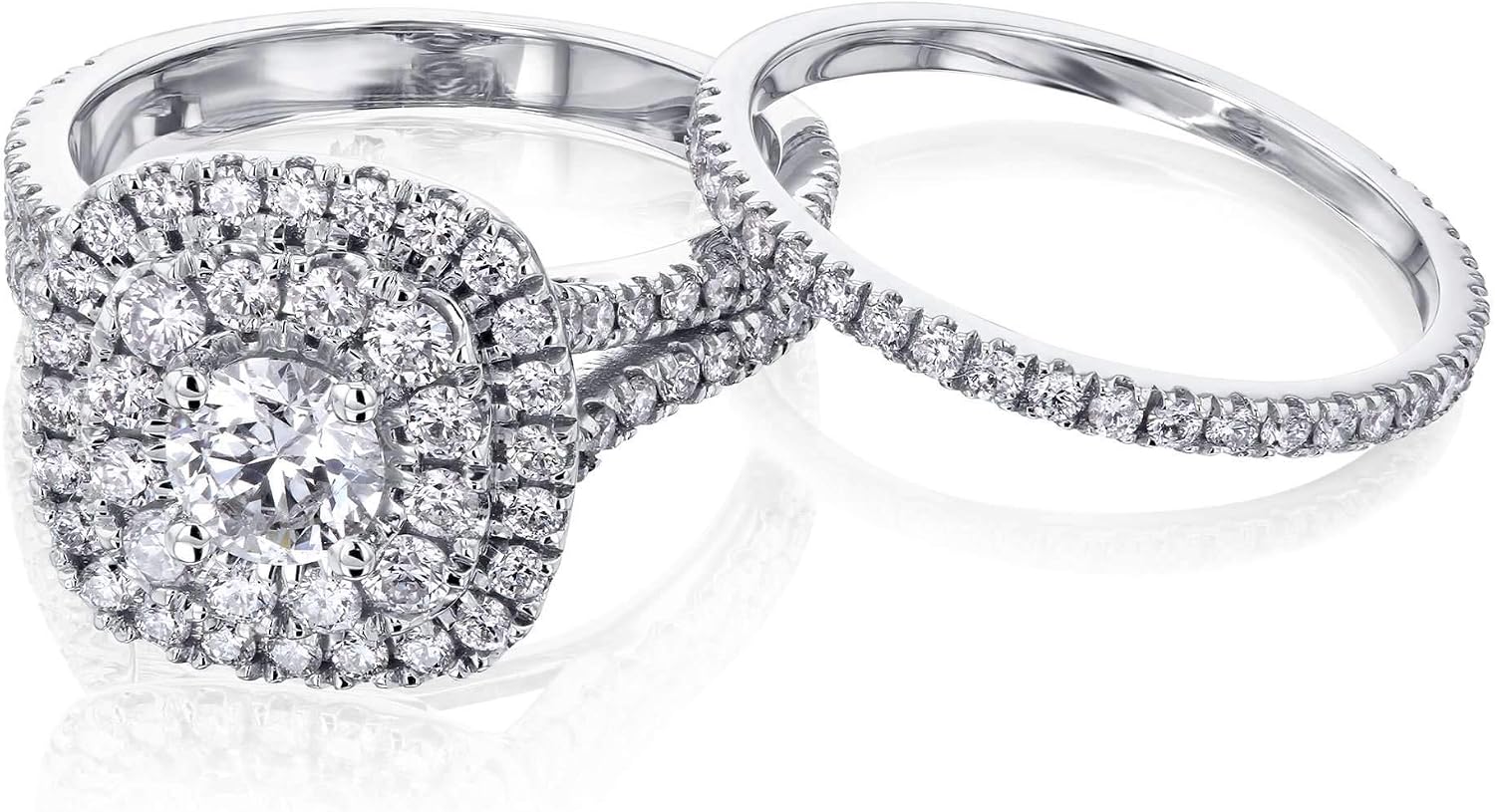 Kobelli 2ct Natural Diamond Double Halo Bridal Set