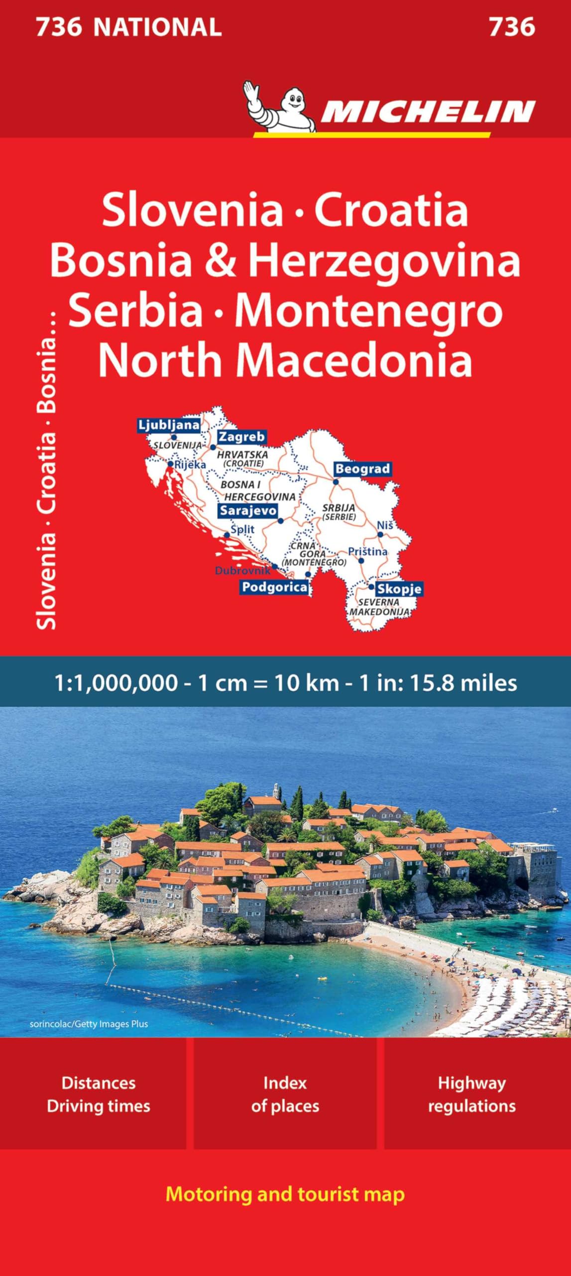 Slovenia, Croatia, Bosnia - Michelin National Map 736: Straßen- und Tourismuskarte 1: 1 000 000