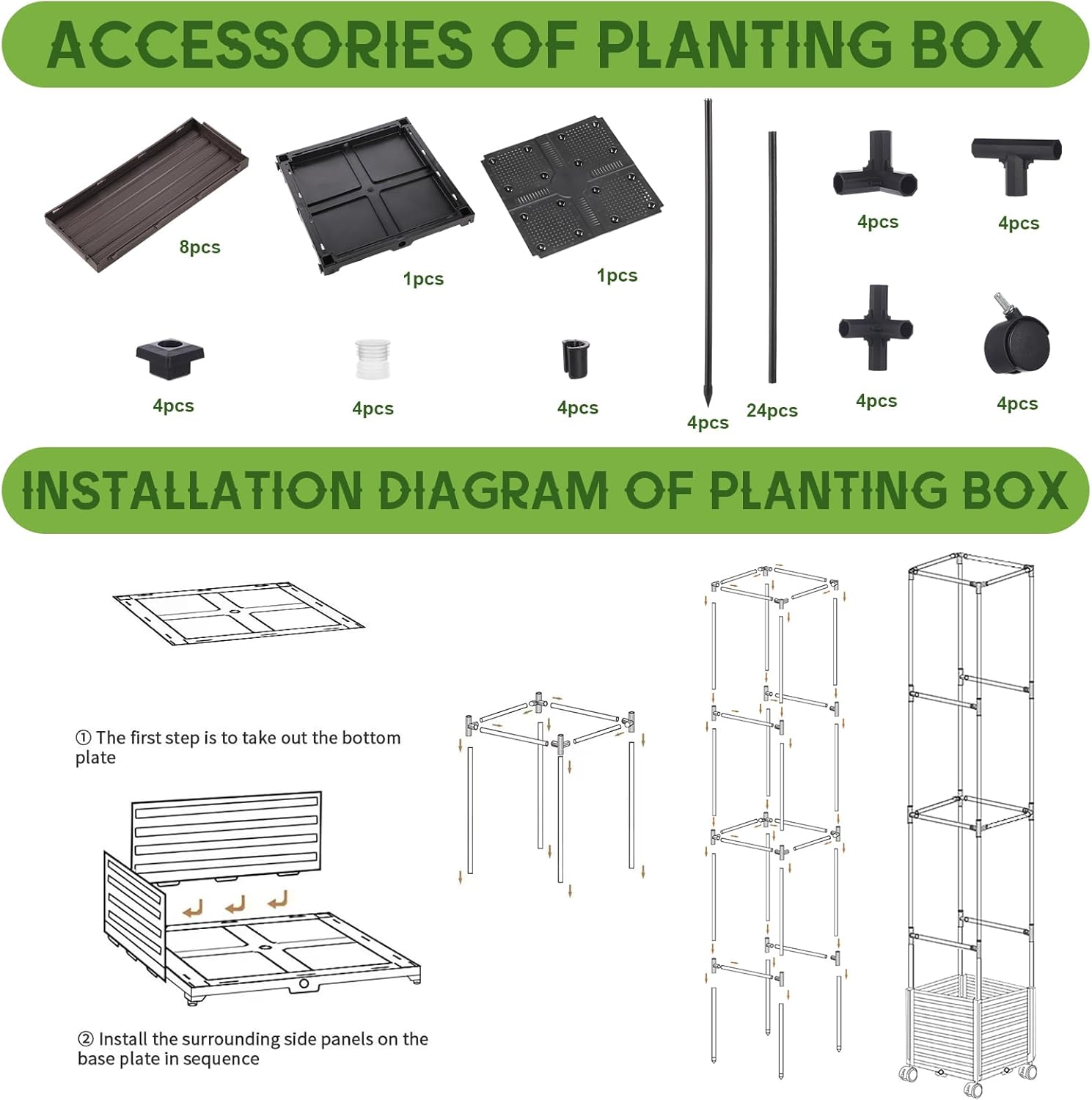 Barydat 2 Pack Raised Garden Bed Planter Boxes with Trellis, 67'' Hight Tomato Extra Large Planter Plants Raised Garden Beds Outdoor with Legs for Climbing Vegetables Plants Tomato Cage Outdoor Garden