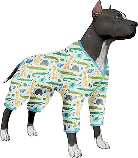 LovinPet Large Dog Body Suits After Surgery Male - Lightweight Stretchy Fabric, Crocodile in The Jungle Print, Dog Jumpsuit, Pet Uv Protection Shirt, Easy to Wear Adorable Big Dog Clothes,Large
