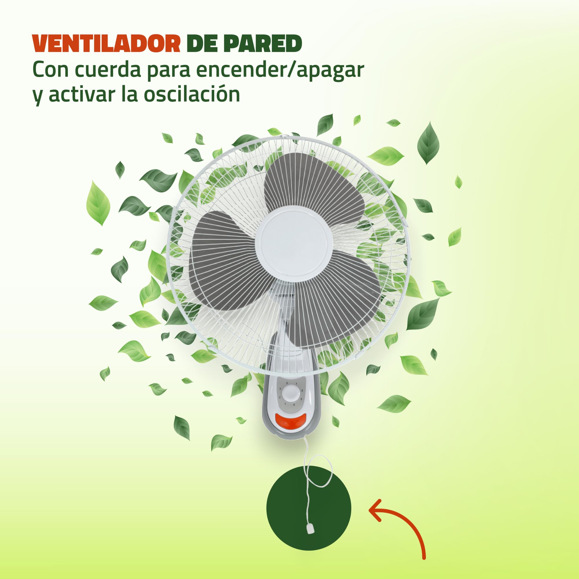 GROWMANIA wentylator ścienny z 3 prędkościami 40 W, moc 40 cm, biały wentylator elektryczny z 3 łopatkami, cichy i obrotowa głowica