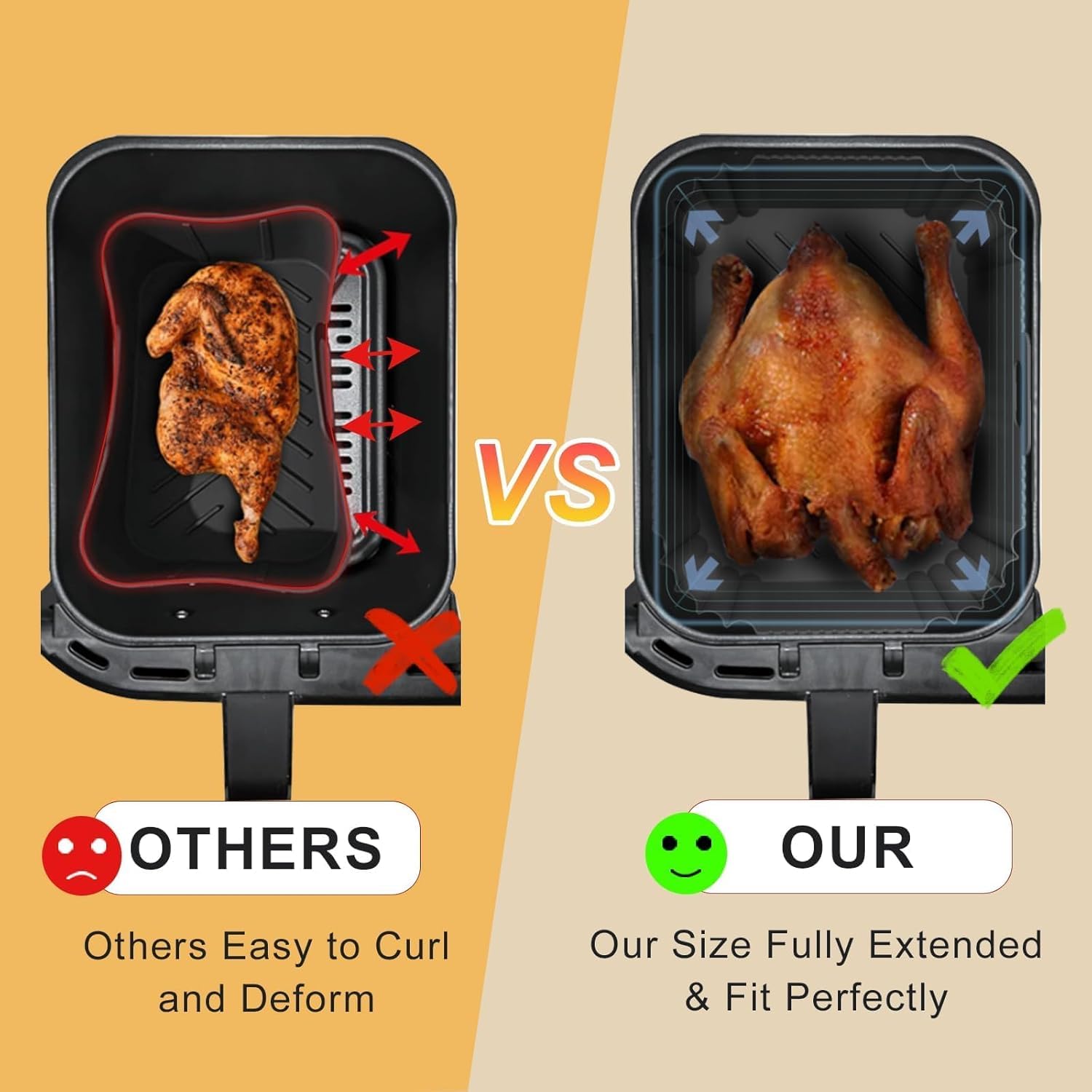 HONYAO Akcesoria do Frytkownicy na Gorące Powietrze do Dual Zone 7,6-10 L, 2 sztuki Silikonowa Frytkownica Akcesoria bez BPA kompatybilne Ninja AF300EU AF400EU i innymi Dual Airfryer