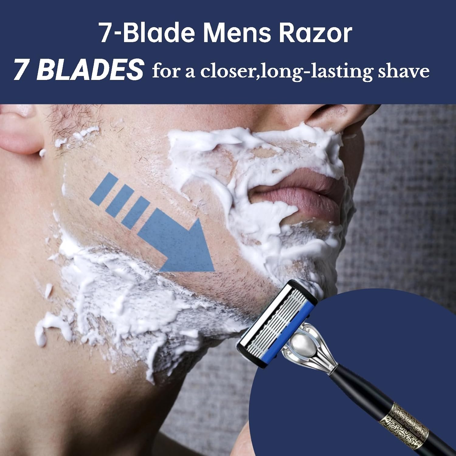 Upgrade 7-Blade Razor for Men, Razor Handle & 3 Razor Blade Refills, Dual Lubrication and Precision Trimmer, for a More Comfortable Shave (1 Razor + 24 Blade Refills) - Image 5