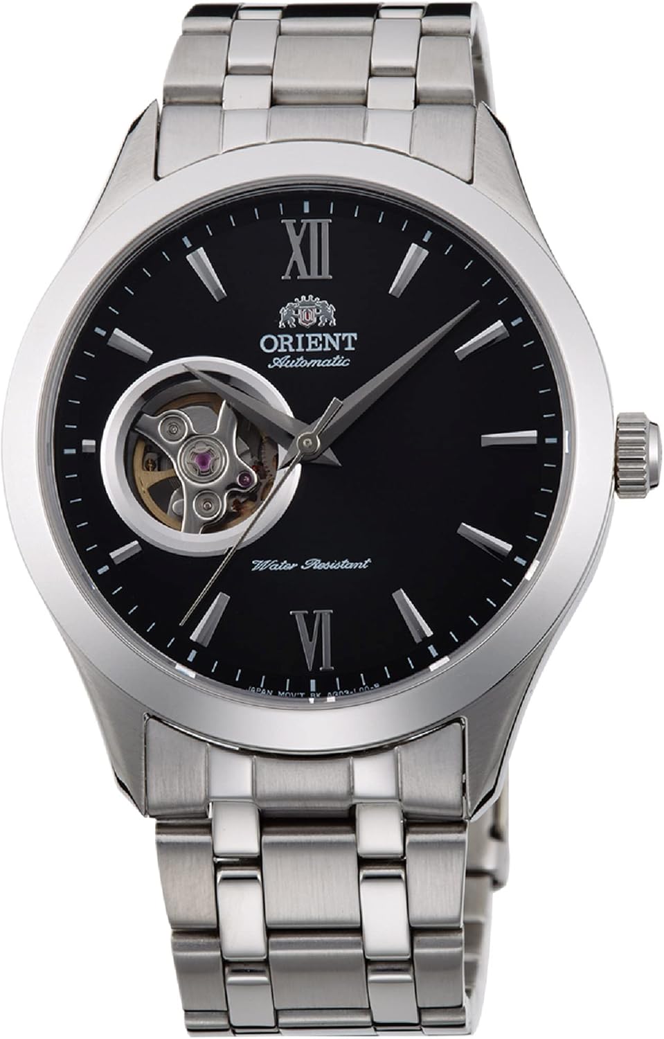 Orient Open Heart Men's Automatic Manual Winding Mechanical Classic Steel Band Skeleton Dial Wrist Watch, Black, Default Title, Bracelet
