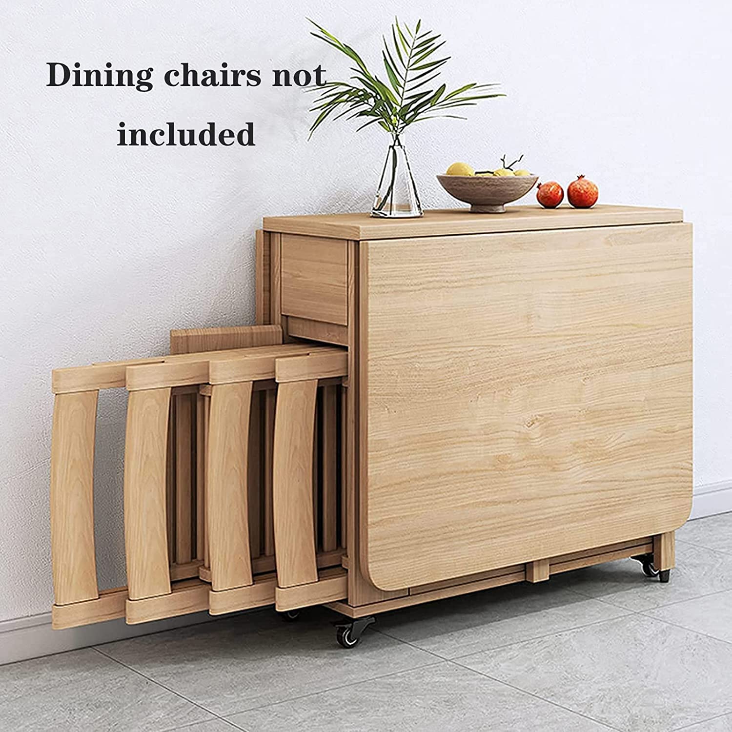 URBERY Platzsparender Tisch, Klapp-Esstisch, Drop-Leaf-Küchentisch, Ausziehbarer, beweglicher Tisch aus Massivholz für Küche, Esszimmer,