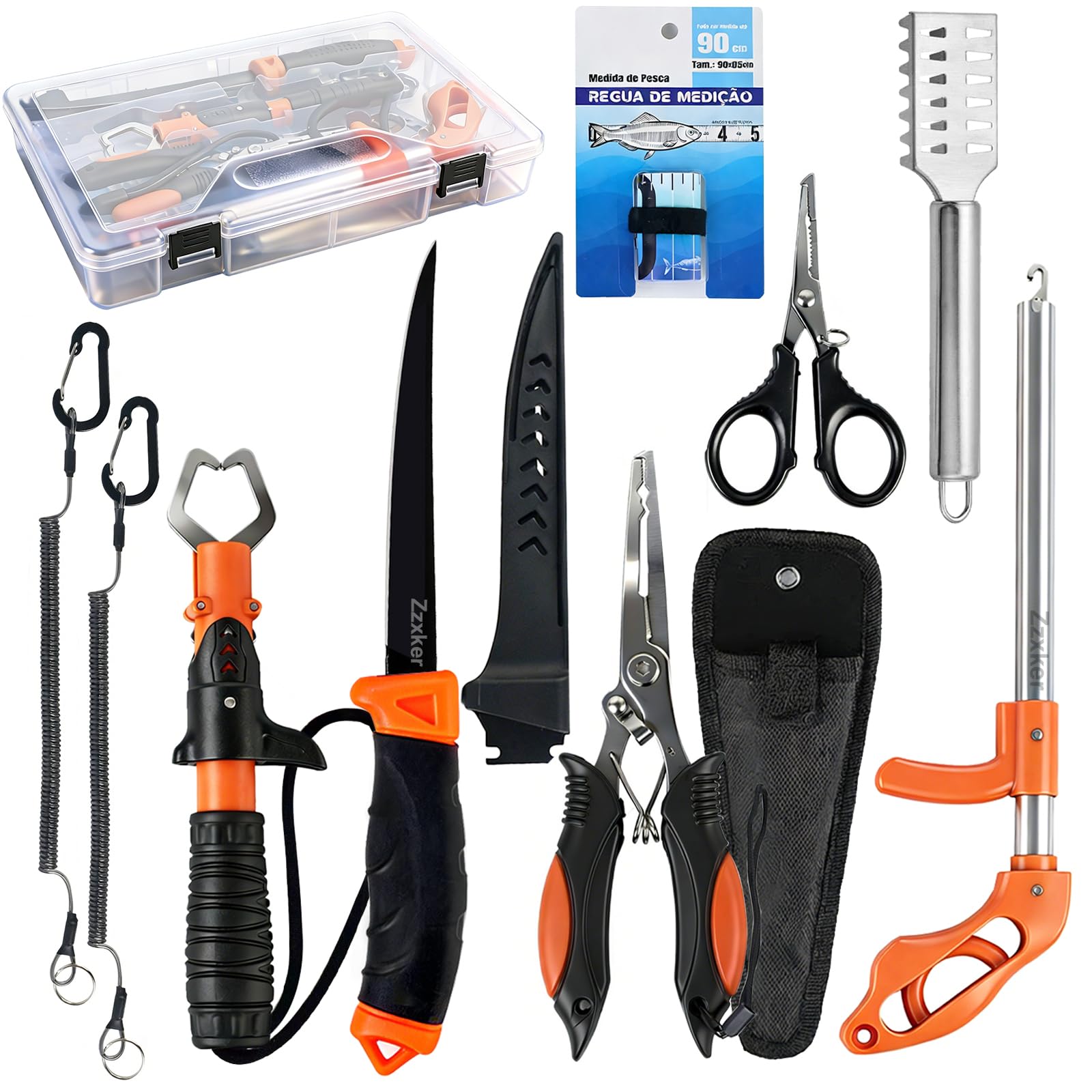 Conjunto de Pesca Completo para Principiantes y Profesionales,Kit de Accesorios de Pesca Multifuncional Que Incluye Cuchillo de Filetear,Pinza para Pesca,Agarre de Labios para Pescado