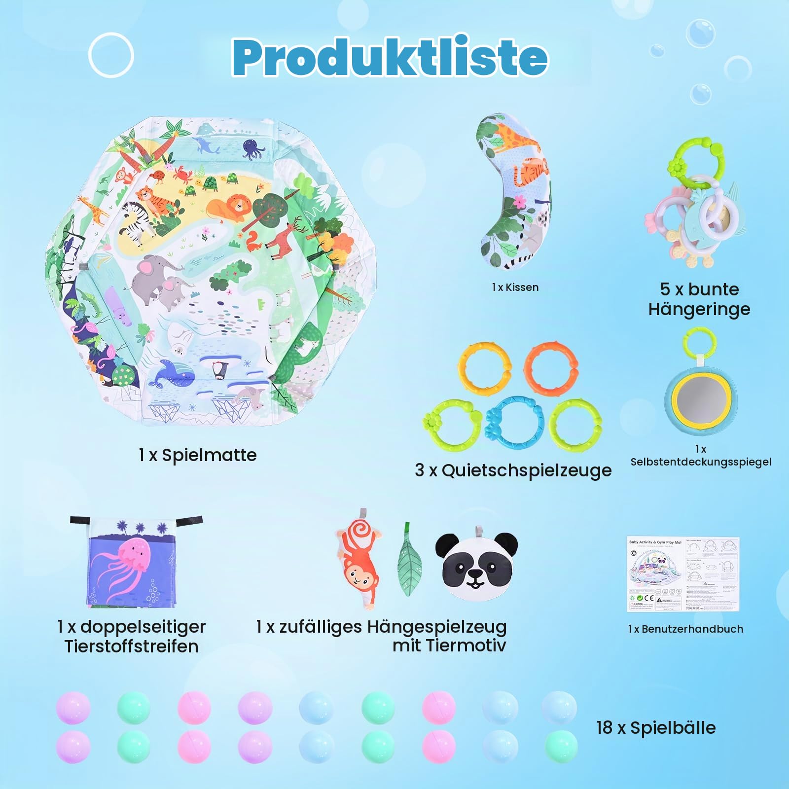 8-in-1 Faltbare Spielbogen Baby Spieldecke Mit Entwicklungszonen,Interaktive Sensorik Spielzeug Multifunktionsspielbogen,Krabbeldecke für Baby zur Motorik&Sinnesförderung, Babyspielzeug 0-18 Monate