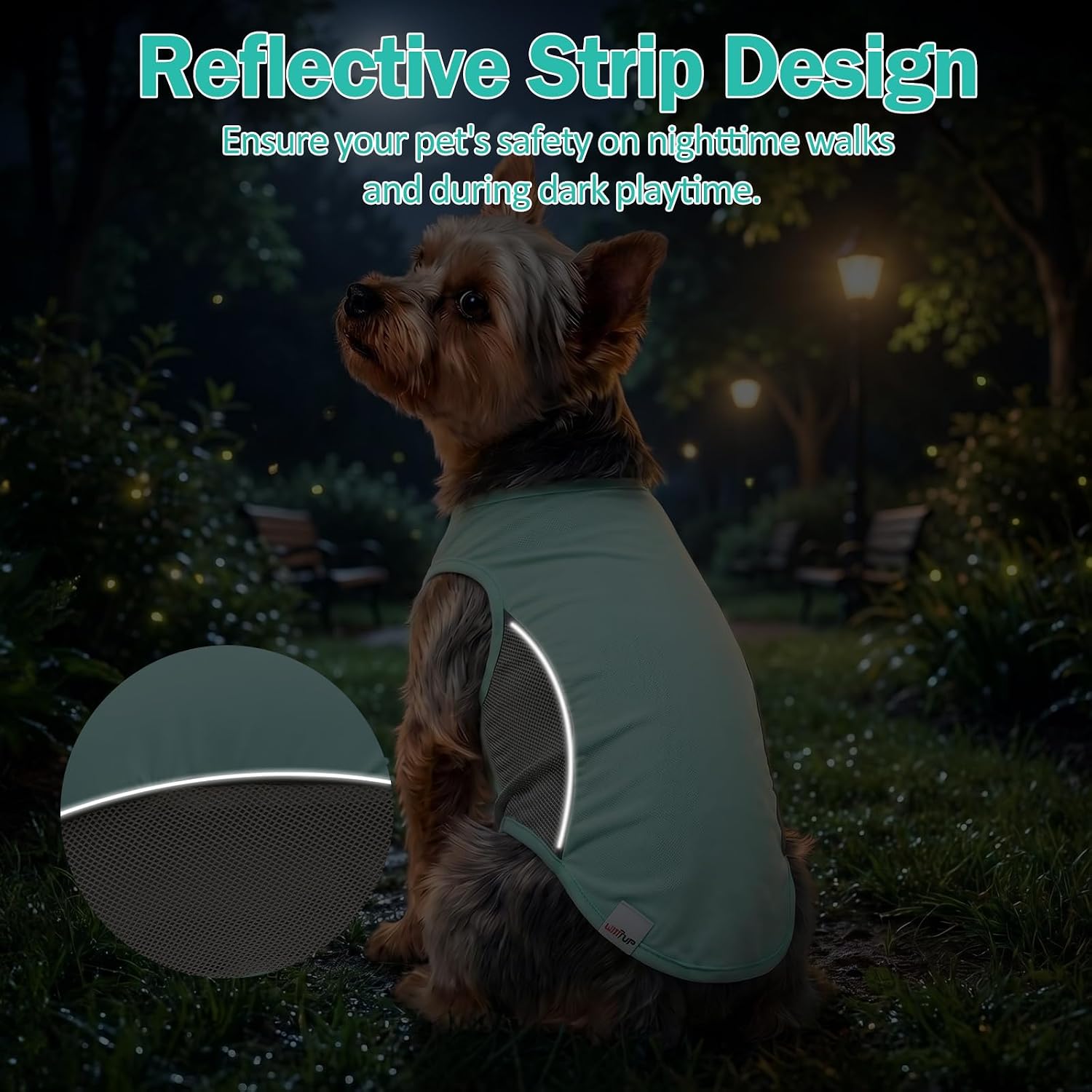 UPF 50+ Sun Protection Dog Shirt for Small Dogs - Breathable Sleeveless Vest with Reflective Strips, Sports Fan Pet T-Shirt, Lightweight UV Protective Apparel P23ST00501S