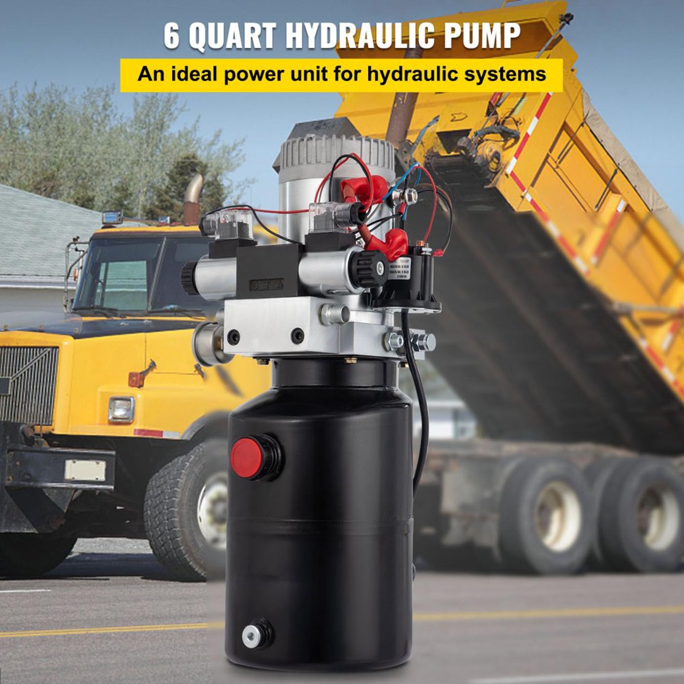 6 Quart Doppelwirkend Hydraulikpumpe Dump Trailer Unit Pack Reparatur 12V Double Acting Hydraulic Pump Dump