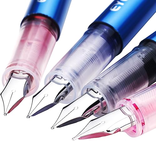 Vista 47 de EYEYE Bolígrafos estilográficos desechables de punta fina, paquete de 8 bolígrafos negros para escribir, punta de acero inoxidable, escritura suave