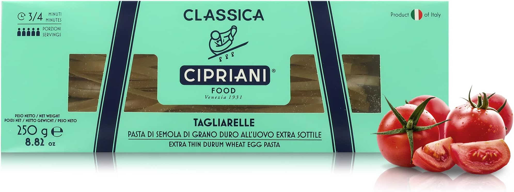 Food Tagliarelle Egg Pasta Noodles - USDA Organic Italian Pasta, Extra Wide Egg Noodle from Italy, Non-GMO & Kosher - 250 Gram (Pack of 2)