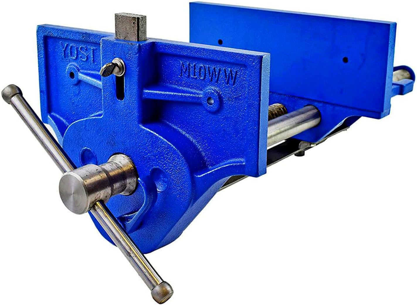 Yost Vises M10WW Rapid Action Woodworking Vise | Quick Release Lever for Quick Adjustments | 10 Inch Jaw Width | Made with Heavy-Duty Cast Iron | Blue