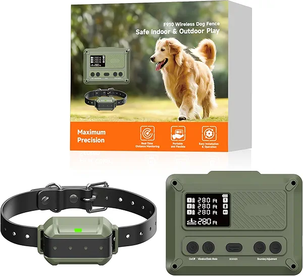 Wireless Dog Fence System : Electric Fence for Dogs Freedom Safe Indoor Outdoor for Medium Large Dogs Covering Up to 5.6 Acre Dog Fence for 1 Dog