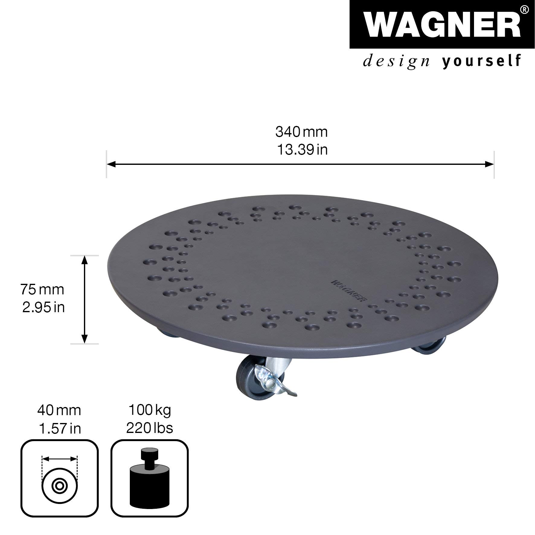 WAGNER Plant trolley STONE SLATE FINISH diameter 34 x 7,5 cm I Flower trolley for indoor + outdoor use I Container trolley made of concrete - Image 2