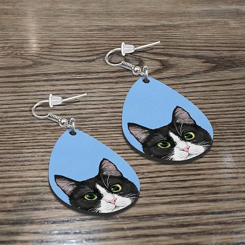Miniatura 4 de WIRESTER 2 pares de aretes colgantes de gota de agua, accesorios de joyería de moda para niñas y mujeres, lindo animal, gato, perro, cerdo, rana,