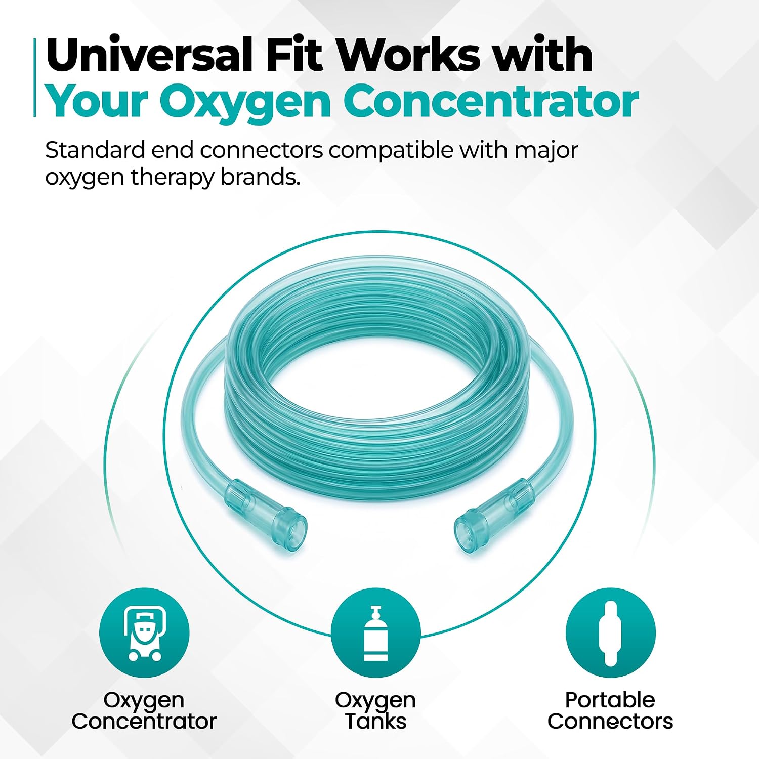 Oxyllow Oxygen Tubing 7 FT | 10-Count | Kink-Resistant Tubing for Reliable Oxygen Delivery | High-Visibility Green Tint | Universal End Connectors | Durable Medical Grade Oxygen Therapy Accessory