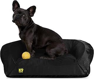 K9 Ballistics Tough Orthopedic Small Bolster Dog Bed - Washable, Durable and Water Resistant Dog Bed - Made for Toy and X-Small Dogs, 24" x 18", Obsidian Black