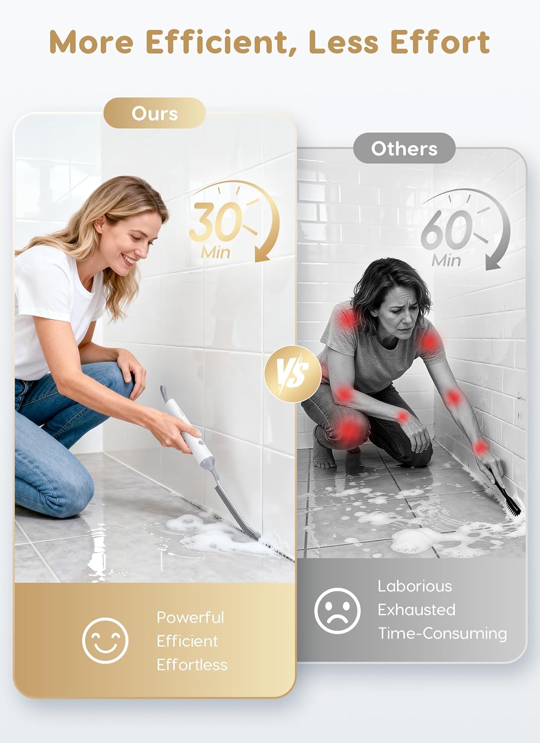 3-in-1 Reciprocating Deep-Clean Brush - Hard, V-Shaped & Soft Silicone Brush Heads for All Surfaces, 3-Speed with LED Light for Grout, Delicate Glass, Kitchen, Bathroom, Car & Pet Areas