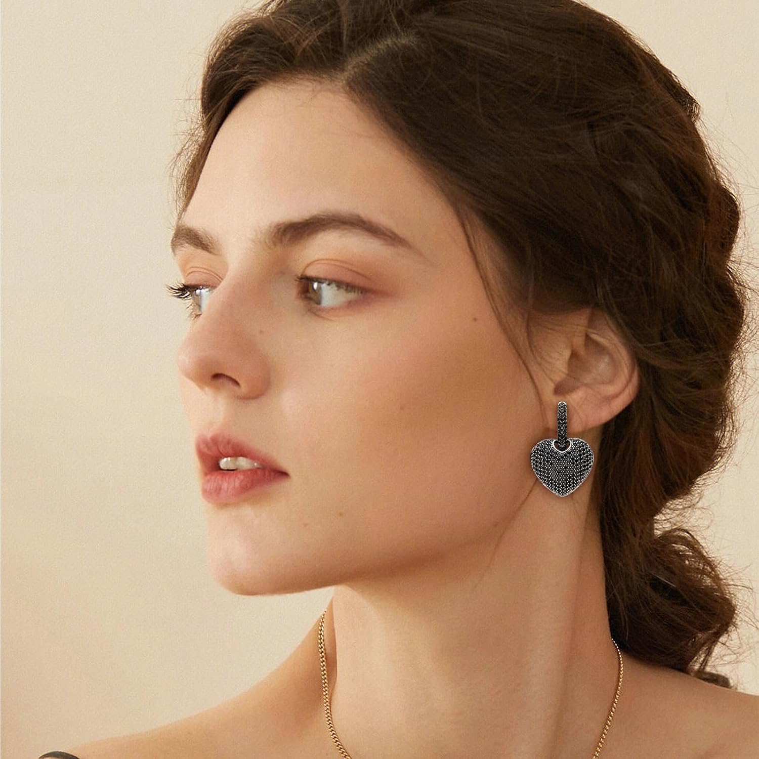 S925 Sterling Silver posts Heart Dangle Drop Hoop Earrings for Women Multicolored Crystal Cubic Zirconia Purple Amethyst Dangling Earrings Fashion Jewelry Gifts for Her - Image 2