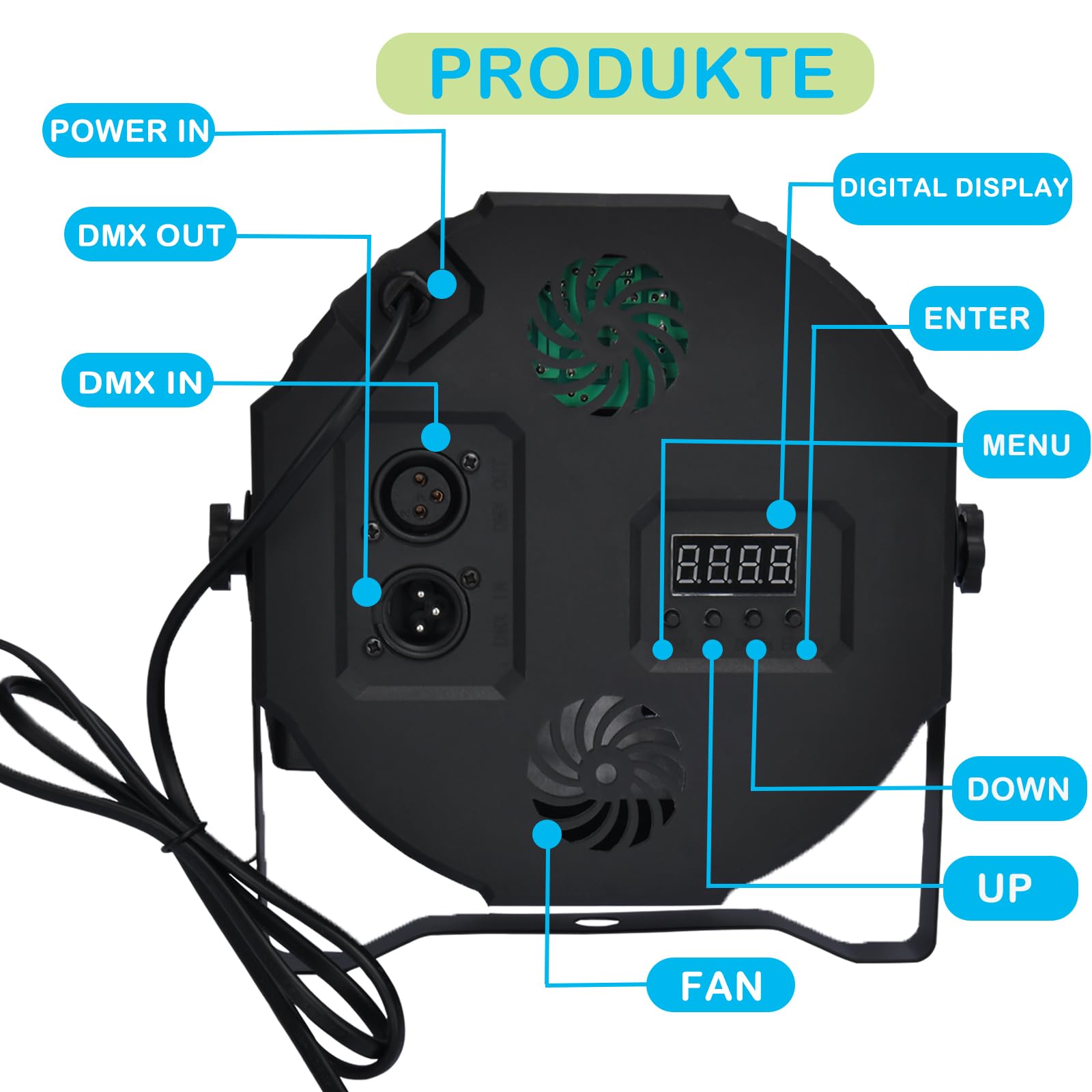 4Piezas RGB Focos LED Par con 36 LED, Luces para Escenarios Luces de Discoteca con Control Digital Multiplex y Activación de Sonido para Disco KTV Bar Navidad Fiesta Boda