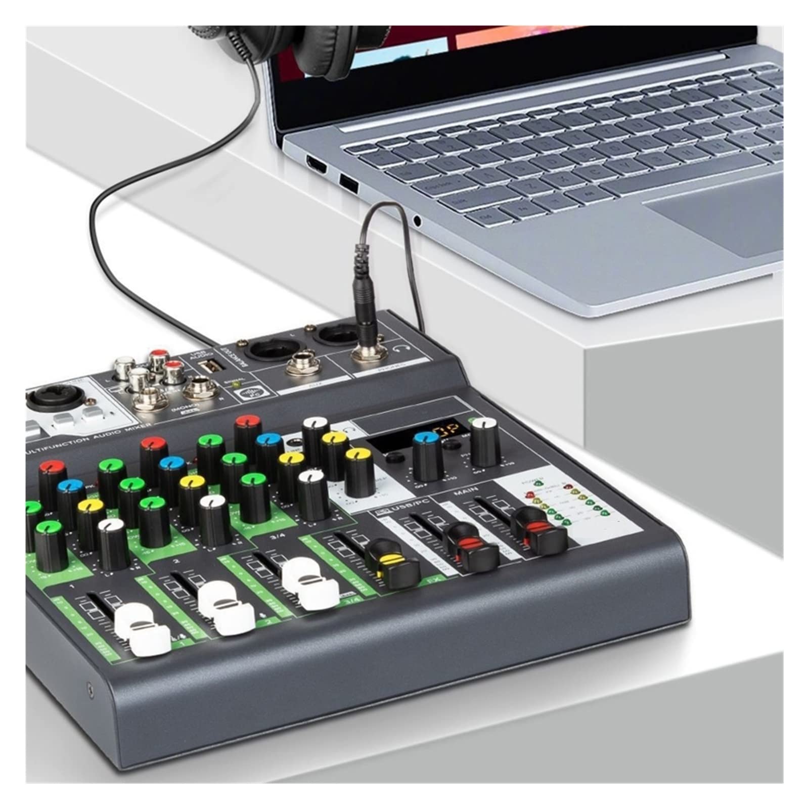 Mikser DJ-ski, Konsola miksująca dźwięk USB Record Computer 48V Phantom Power Delay Repaeat Effect 4 kanały mikser