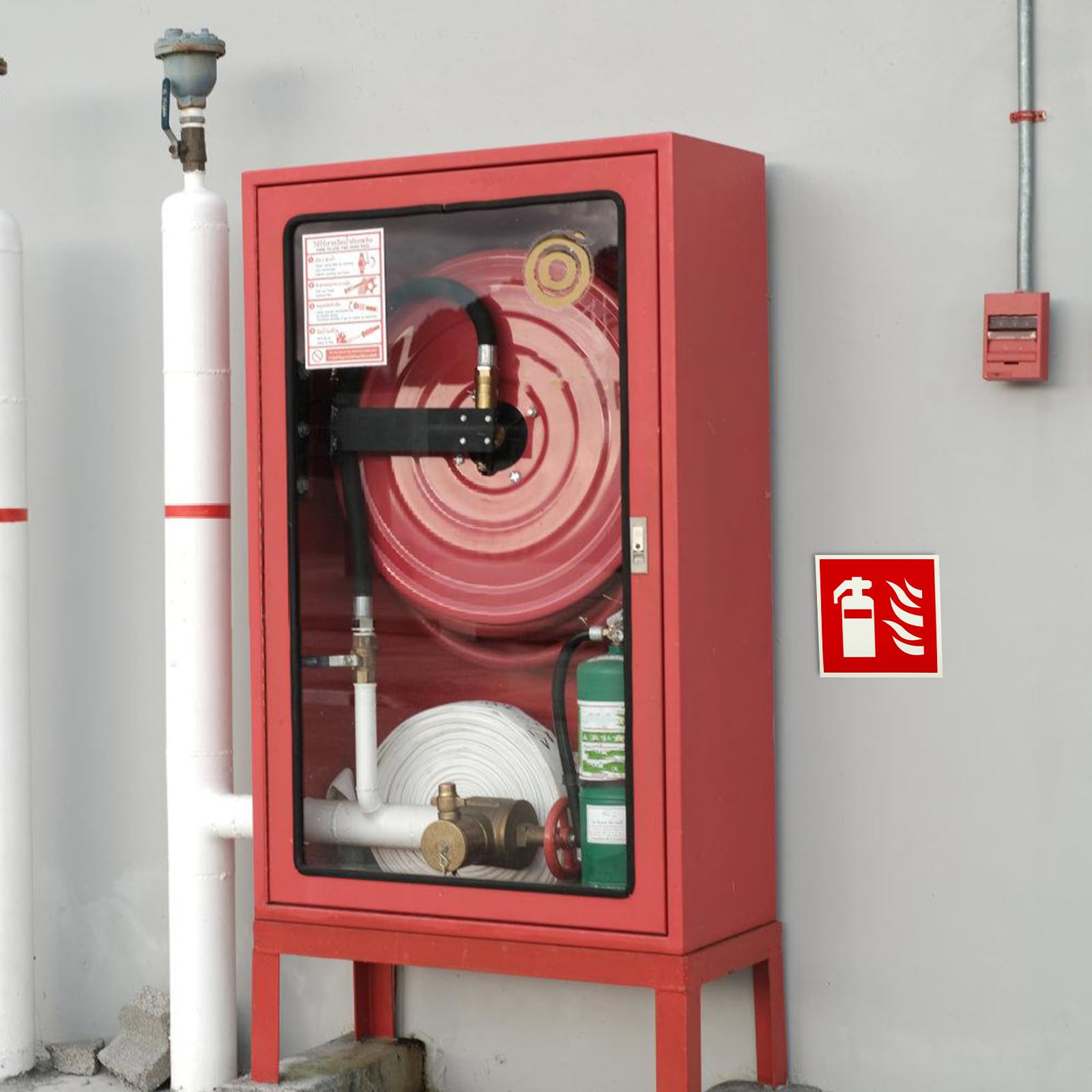 BEASAFY 6 Feuerlöscher-Schilder Selbstklebend & Nachleuchtend – Aus PVC, 15x15 Cm, Für Büro, Werkstatt & Zuhause