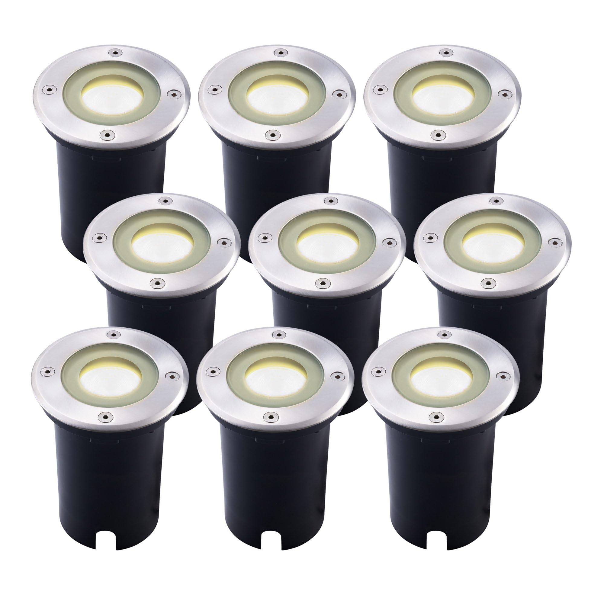 Ledvion - 9X LED Recessed Spots Round, 5W, 4000K, IP67, GU10, 1m Cable, Outdoor Lighting, Patio Lighting