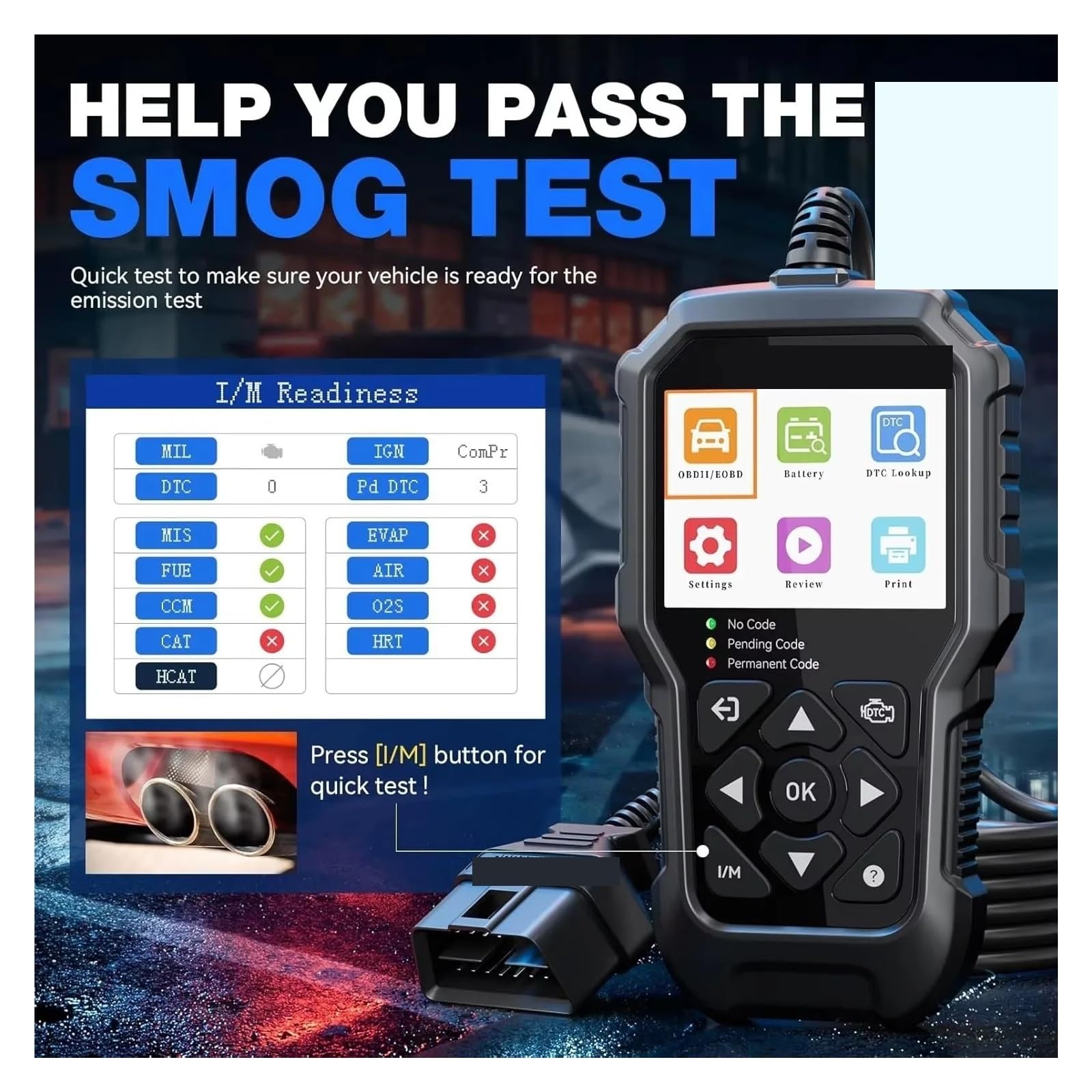 Controlla La Disponibilità Del Lettore Di Codici Motore I/M Scanner OBD2 Strumenti Diagnostici For Auto Funzioni Complete For Tutti Gli OBDII Test Bidirezionale