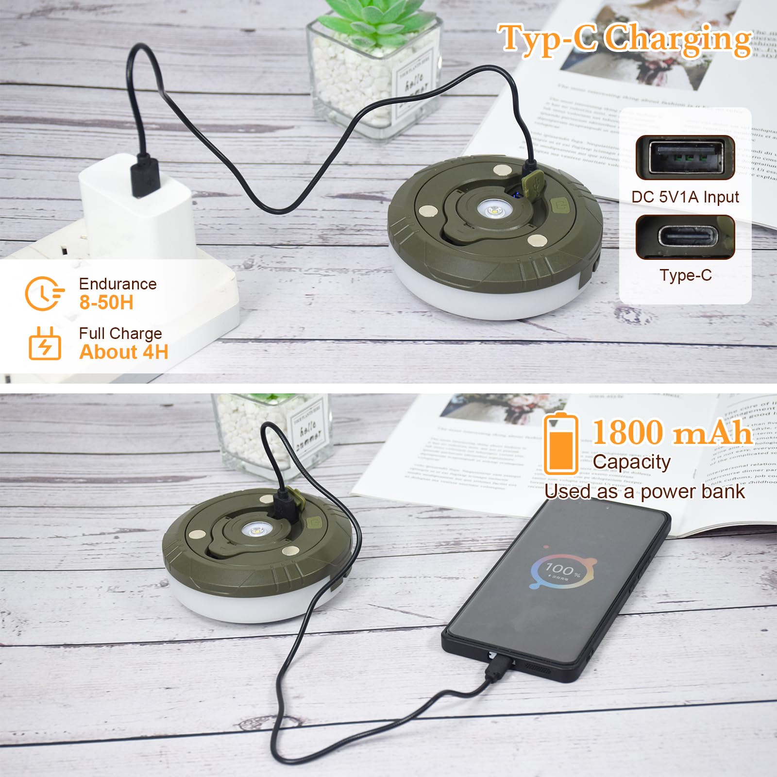 Melofo Rechargeable Camping String Light,32ft Outdoor IP44 Waterproof Camp lamp with 8 Lighting Modes - Image 3