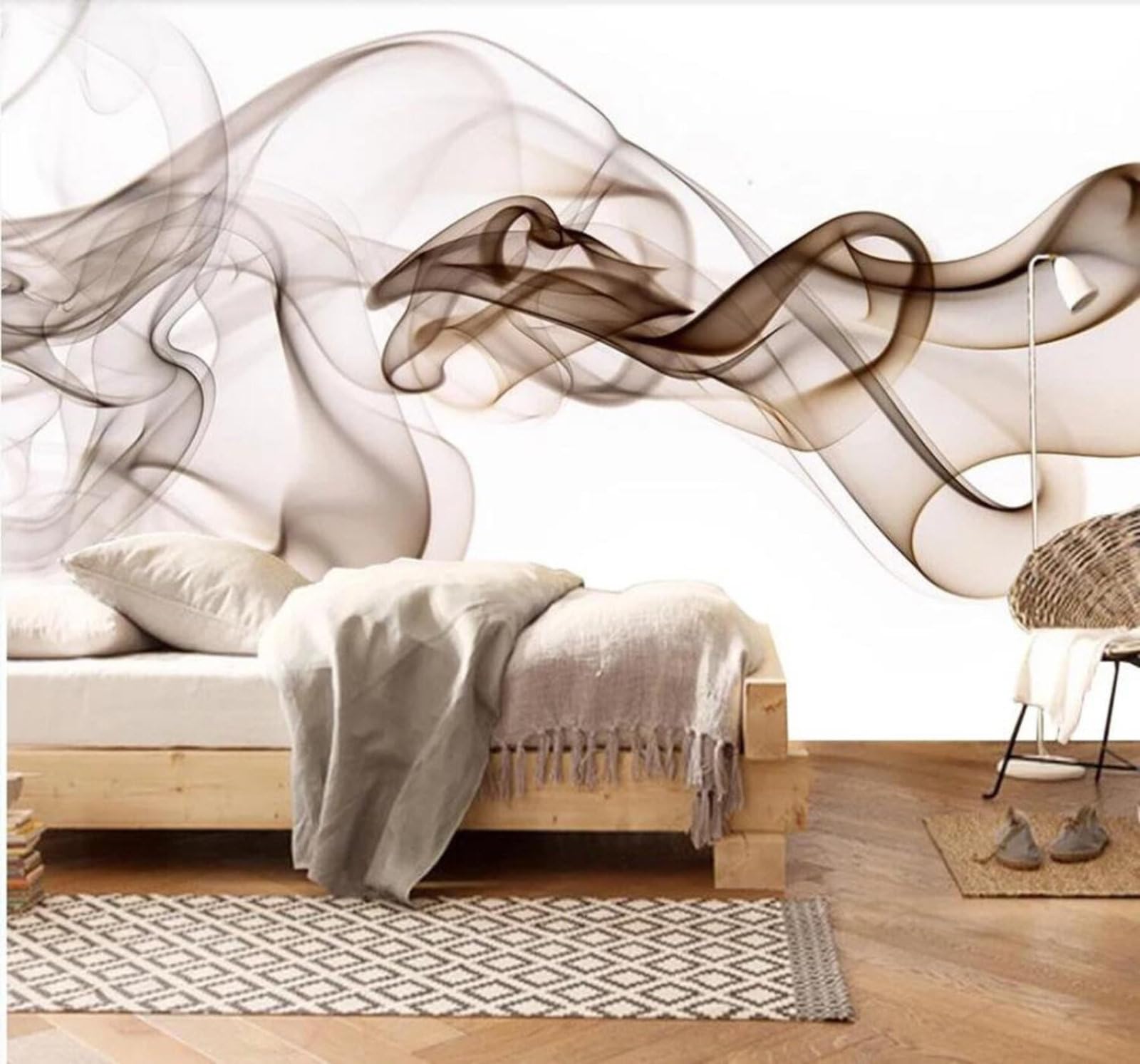 Tzxztt 350Cm×256Cm(B×H) Abstract Three Dimensional Unique Artistic Smoke Modern 3D Wallpaper Premium Textured Silk Neutral Tones Material Ideal For Living Room Bedroom-350Cm×256Cm
