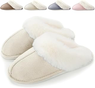 Slippers Women Men Winter Plush Warm Lined Slippers Mules Comfortable Non-Slip Flat Slippers